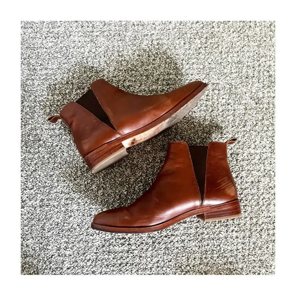 Nisolo Leather Everyday Chelsea Ankle Boot Cognac Brown Size 9.5
